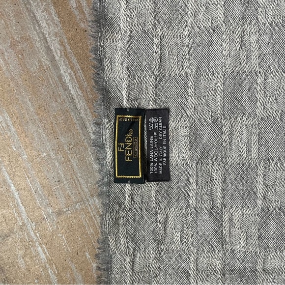 Vintage Fendi Wool Monogram Scarf Classic Preppy Minimalist Designer Gray - Picture 5 of 6